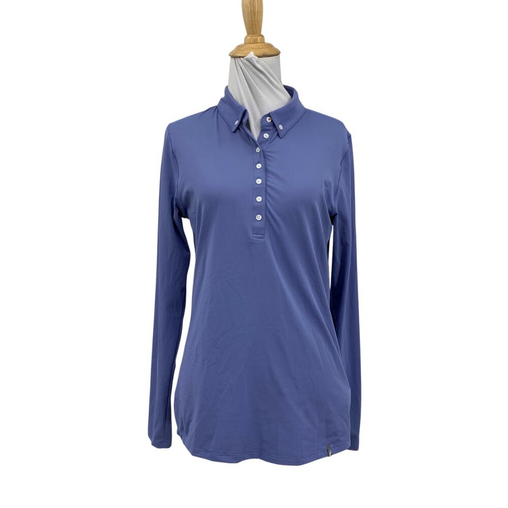 Kjus Polo Shirt Womens 38 Medium Grapemist Sanna Long Sleeve Half Placket Golf